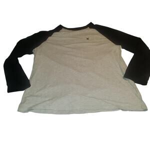 Hurley Size XXL Mens Long Sleeve Shirt Gray Black Raglan Streetwear Skater Surf